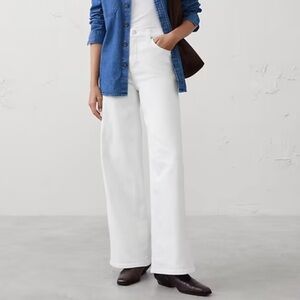 Banana Republic Factory Wide-Leg High Rise Jeans Pure White 25P Petite EUC